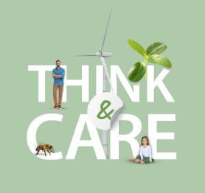 Grafik "Think & Care": Nachhaltigkeitskampagne von Avery Zweckform