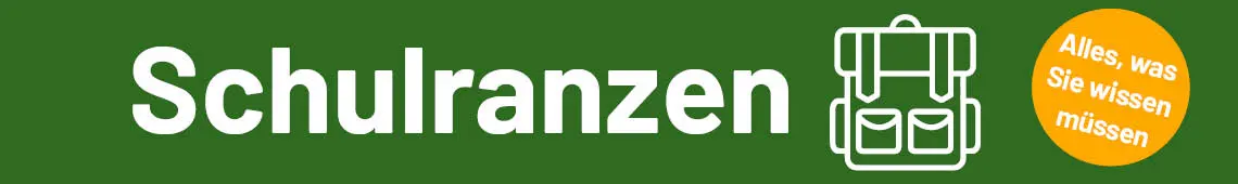 Grüner Button mit Schulranzen-Icon und Text zu Informationen zum Schulranzenkauf