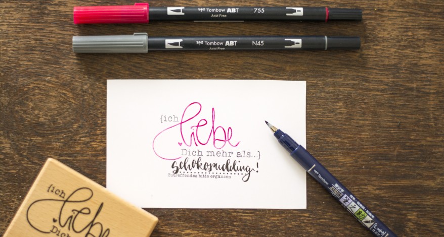 Mit Stempeln und Brush Pens können Sie auch kurz vor knapp eine Liebeskarte zaubern. Mehr dazu bei Zauner in Bad Tölz und im Onlineshop.